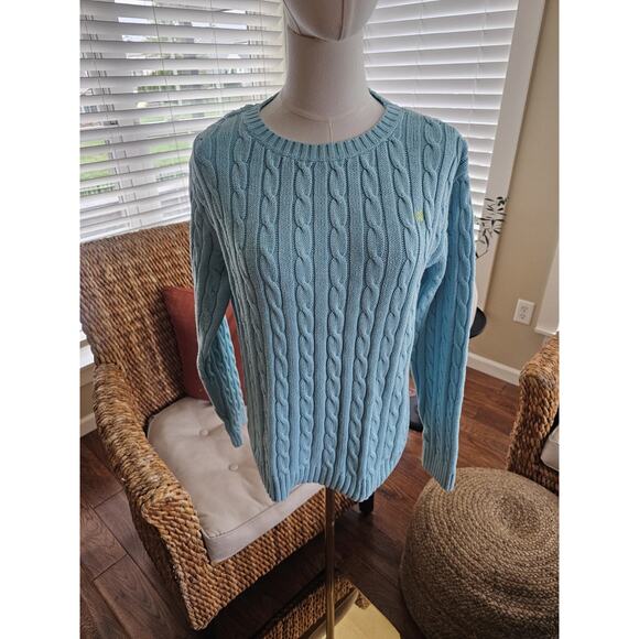 Lilly Pulitzer Cableknit Sweater Women's Size M Aqua Preppy - Picture 1 of 12